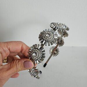 Bridal starburst headband Metal baguette crystal Cut Prom Floral Graduation Gift